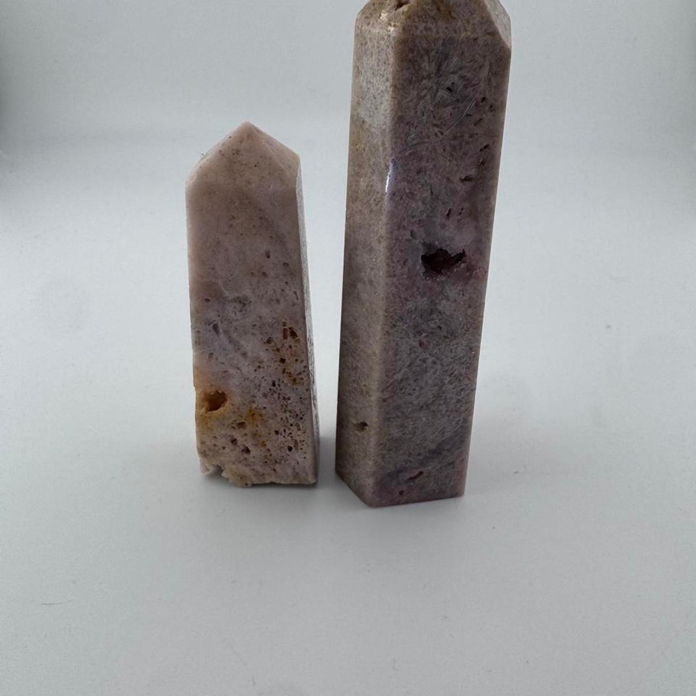 2x Pink Amethyst Point Crystals with druzy